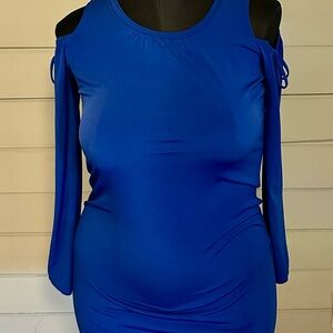 Stylish Blue Cold Shoulder Dress Size 6
